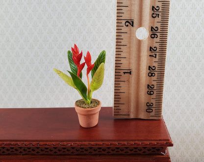 Dollhouse Potted Plant Red Bird of Paradise Houseplant 1:12 Scale Miniature