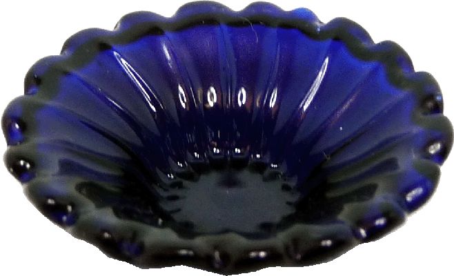Dollhouse Large Ribbed Glass Bowl Blue 1:12 Scale Miniature Kitchen Dish