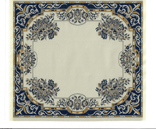 Dollhouse Large Rug Fabric Blue Gold Beige Full Room 1:12 Scale Miniature Carpet