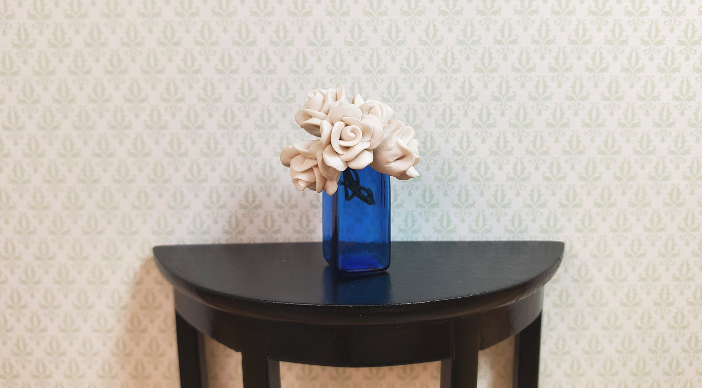 Dollhouse Vase Cobalt Blue Square Real Glass for Flowers 1:12 Scale Miniature