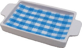 Dollhouse Small White Tray with Blue Check Lining 1:12 Scale Miniature Accessory