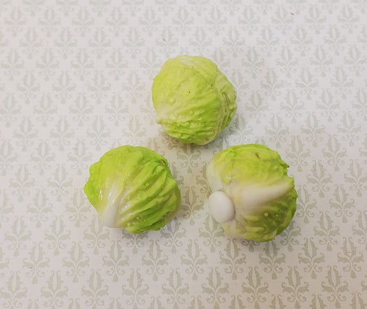 Dollhouse Cabbage or Iceberg Lettuce 3 Heads 1:12 Scale Miniature Food Vegetable