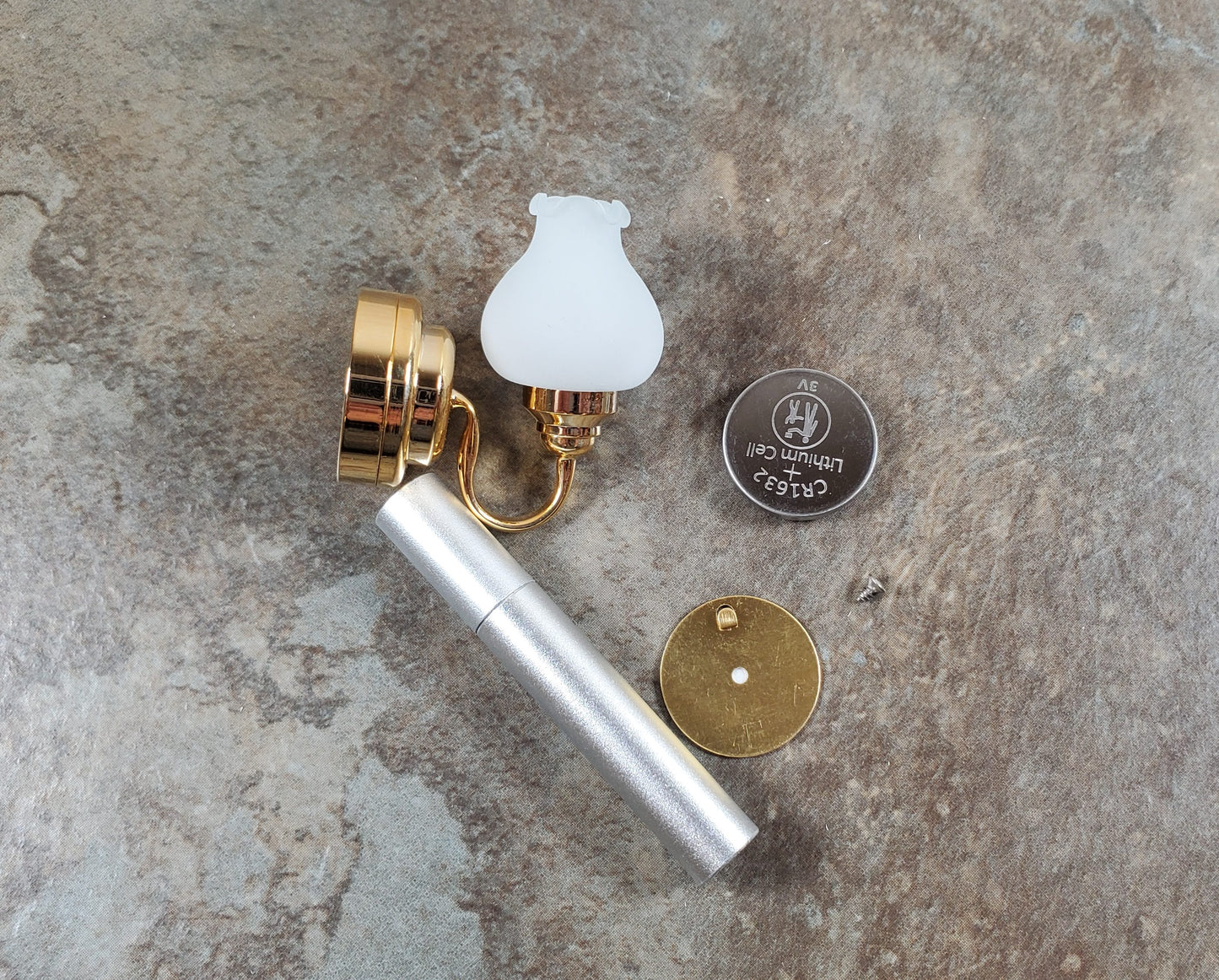 Dollhouse Battery Light Single Tulip Sconce Wand Operated 1:12 Scale Miniature