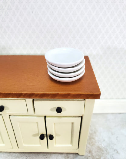 Dollhouse Round Plates White Ceramic x4 Miniatures 1" 1:12 Scale Miniature
