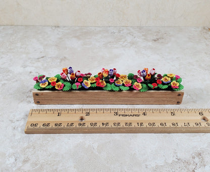 Dollhouse Colorful Tulips & Pansies in 5.5" Window Box Planter 1:12 Scale
