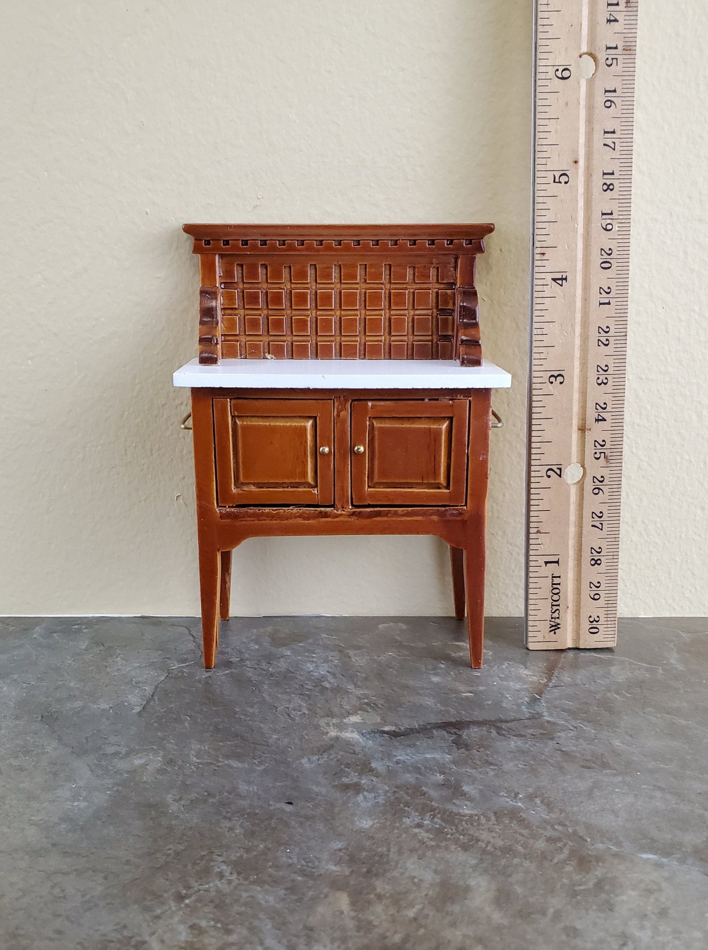 Dollhouse Miniature Wash Stand or Side Board Walnut Finish 1:12 Scale