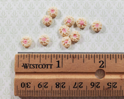 Dollhouse Shortbread Cookies Pink Center 10 pieces 1:12 Scale Miniature Food
