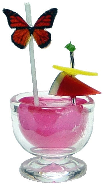 Dollhouse Pink Lady Tropical Cocktail 1:12 Scale Miniature Drink