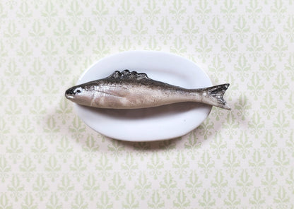 Dollhouse Bluefish on a Plate 1:12 Scale Miniature Food Kitchen
