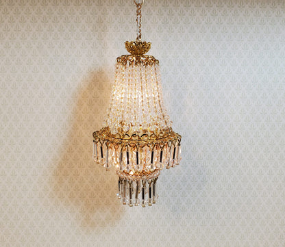 Dollhouse Crystal Chandelier "Chloe Deluxe" Real Glass 12 Volt 1:12 Scale
