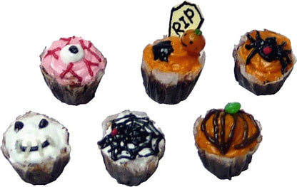 Dollhouse Halloween Cupcakes Set of 6 1:12 Scale Miniature Food