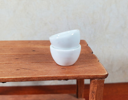 Dollhouse Miniature White Ceramic Bowls Set of 2 1:12 Scale Miniature