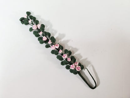 Dollhouse Climbing Roses Pink Bendable 7" Clay Miniature Flowers Garden