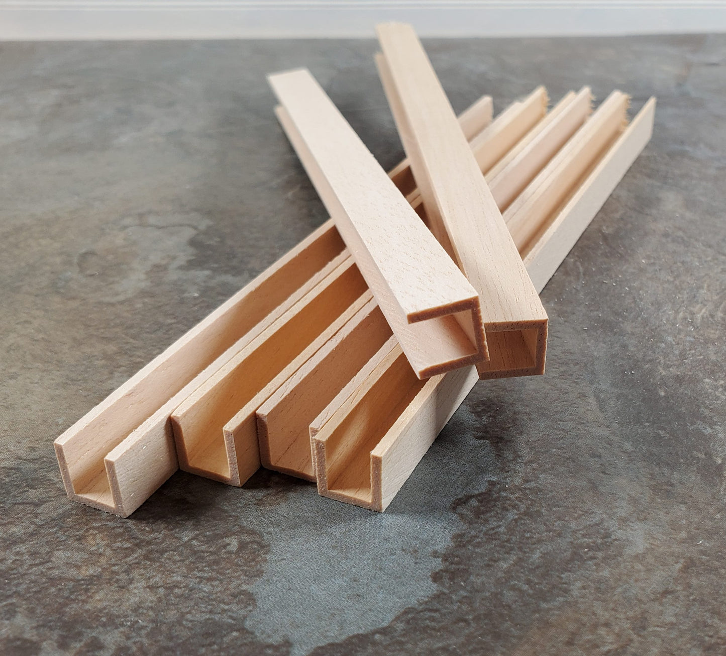 Miniature Channel Molding Wood Trim Short 6" Long 6pcs 3/8" x 3/8" HW7067