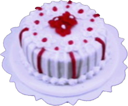 Dollhouse Red and White Floral Cake 1:12 Scale Miniature Dessert Food
