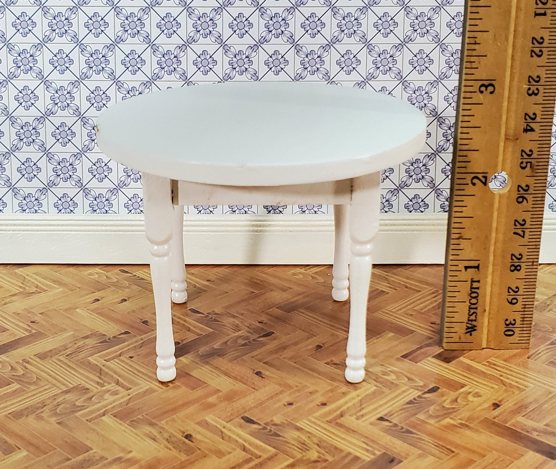 Dollhouse Kitchen Table Round White 1:12 Scale Miniature Furniture