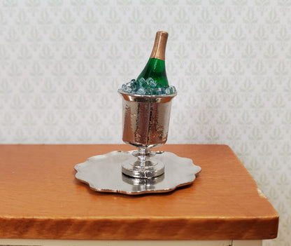 Dollhouse Miniature Champagne on Ice with Silver Tray1:12 Scale Drinks