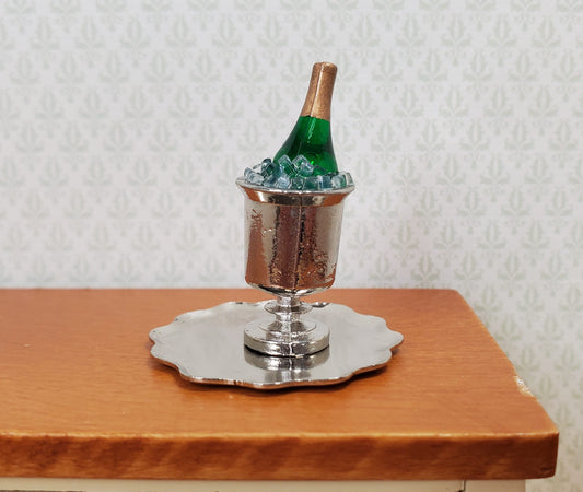 Dollhouse Miniature Champagne on Ice with Silver Tray1:12 Scale Drinks