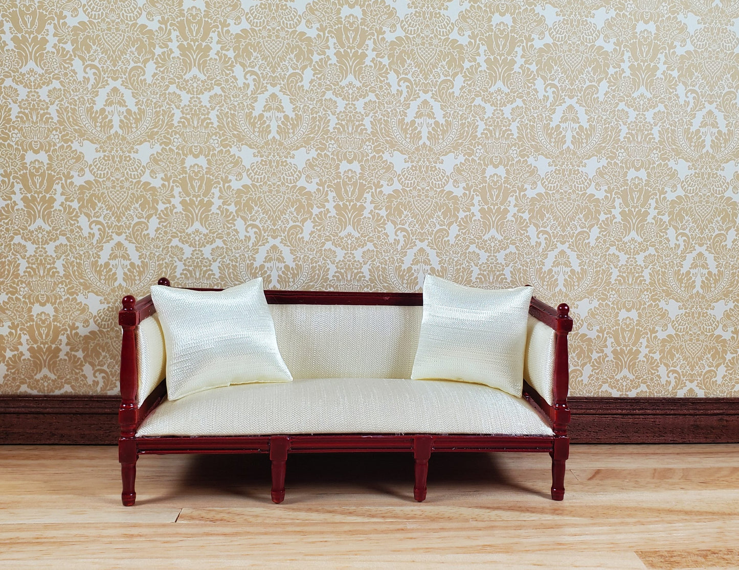 Dollhouse Wallpaper Warwickshire Damask Gold Bradbury & Bradbury 1:12 Scale