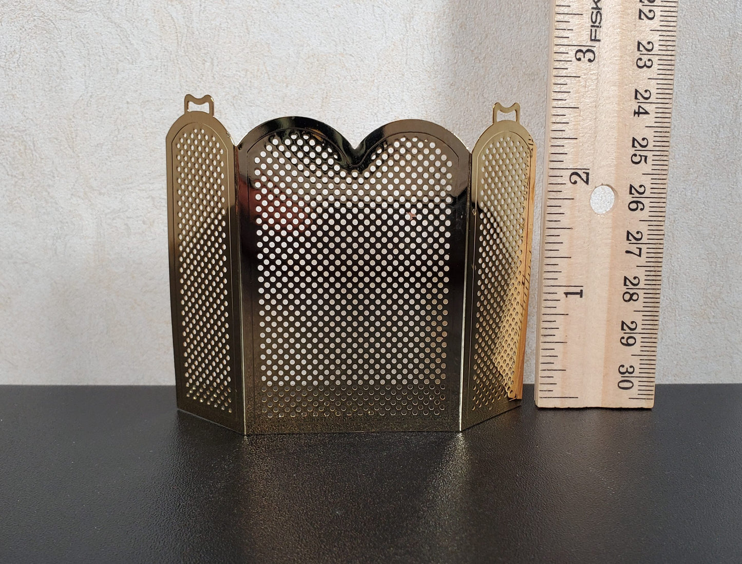 Dollhouse Brass Fireplace Screen Tall Gold Metal 1:12 Scale Miniature