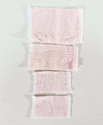 Dollhouse Pink Towels with Lace Set of 4 Bath 1:12 Scale Miniature Bathroom