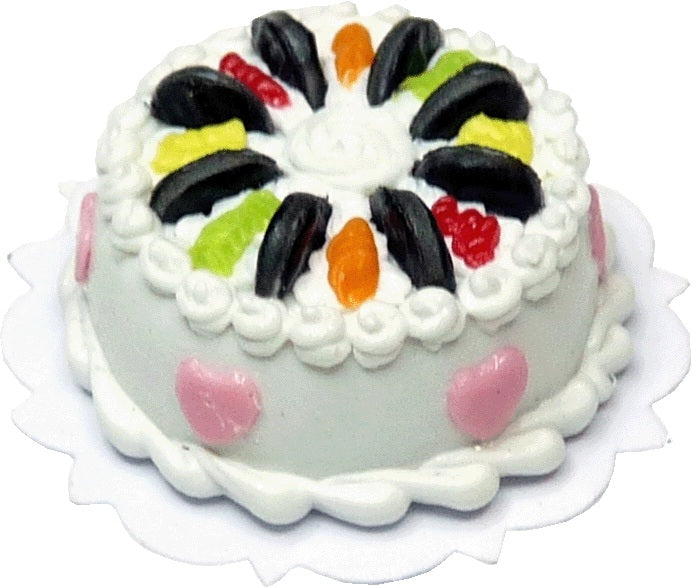 Dollhouse Colorful Cookie Cake with Hearts 1:12 Scale Miniature Dessert Food