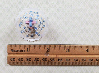 Dollhouse 3 Tier Blue Heart Wedding Cake 1:12 Scale Miniature Dessert Food