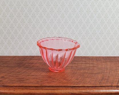 Dollhouse Glass Serving Bowl Large 1:12 Scale Miniature Light Pink