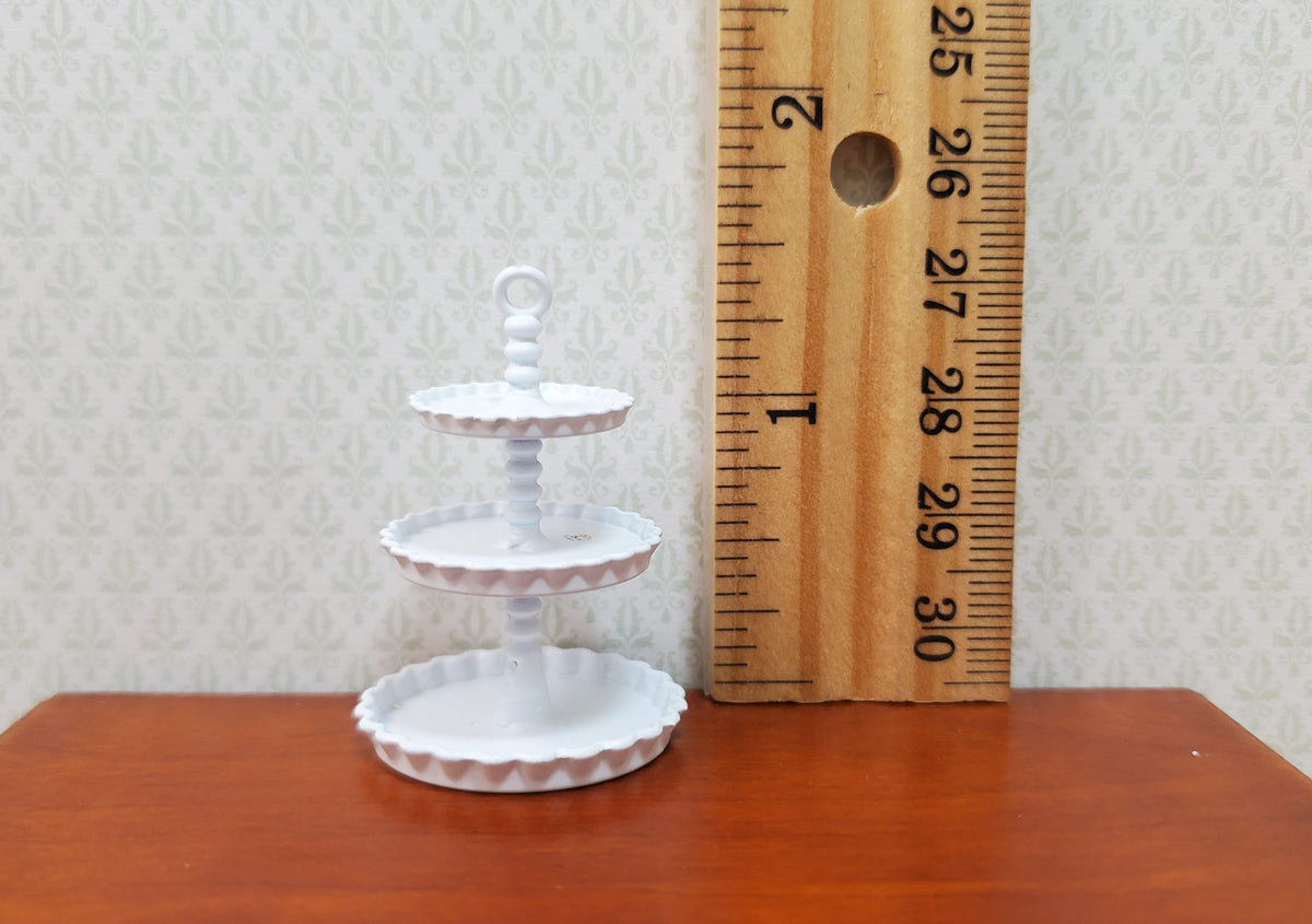 Dollhouse 3-Tier Serving Stand White Metal 1:12 Scale Miniature
