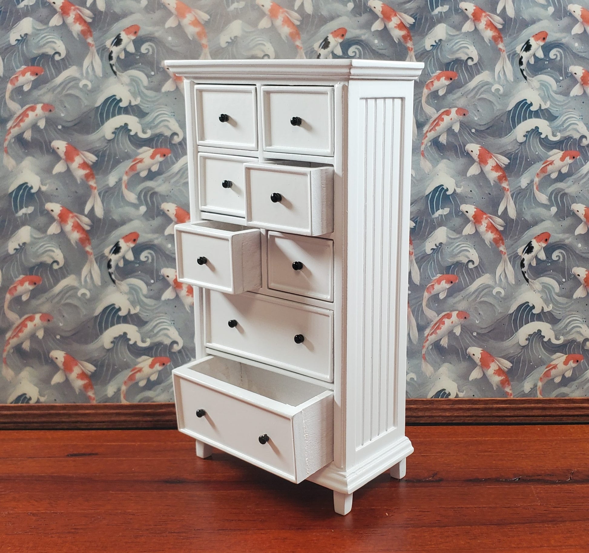 JBM Dollhouse Tall Dresser Country Style White Finish 1:12 Scale Furniture