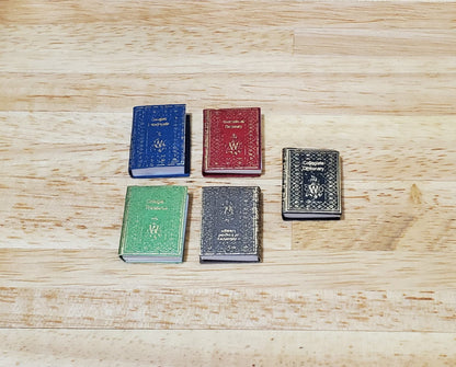 Dollhouse Book Set x5 Desk Reference 1:12 Scale Miniatures (blank inside)