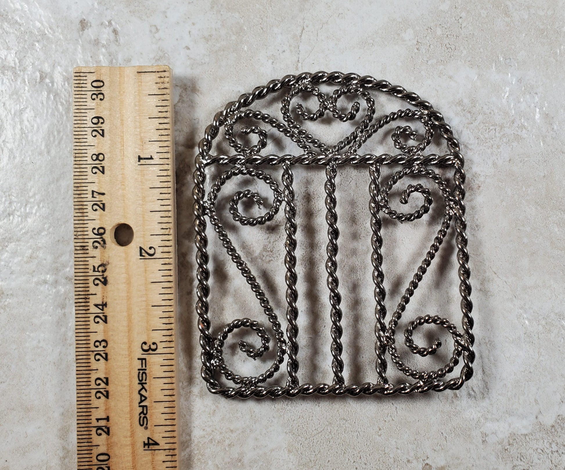 Miniature Gate Fence Piece Metal Black Chrome Fairy or Dollhouse Garden Decor