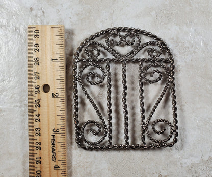 Miniature Gate Fence Piece Metal Black Chrome Fairy or Dollhouse Garden Decor