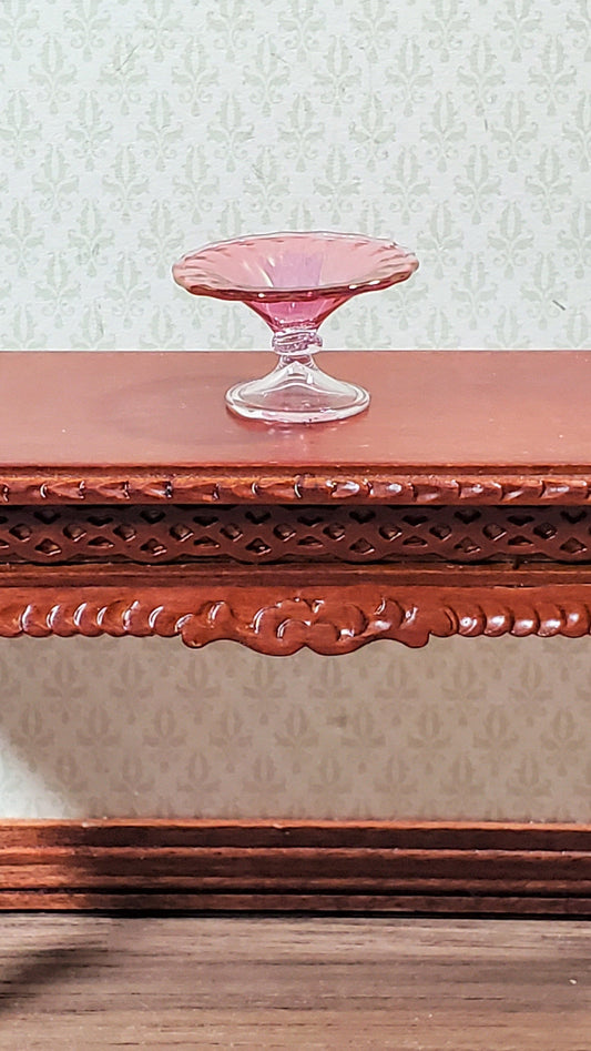 Dollhouse Miniature Candy Dish Cranberry Ribbed Glass 1:12 Scale Hand Blown