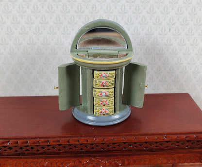 Dollhouse Wood Jewelry Box with Drawers Painted Detail 1:12 Scale Miniature