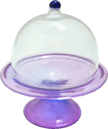 Dollhouse Lavender Glass Cake Plate with Cover 1:12 Scale Miniature Kitchen