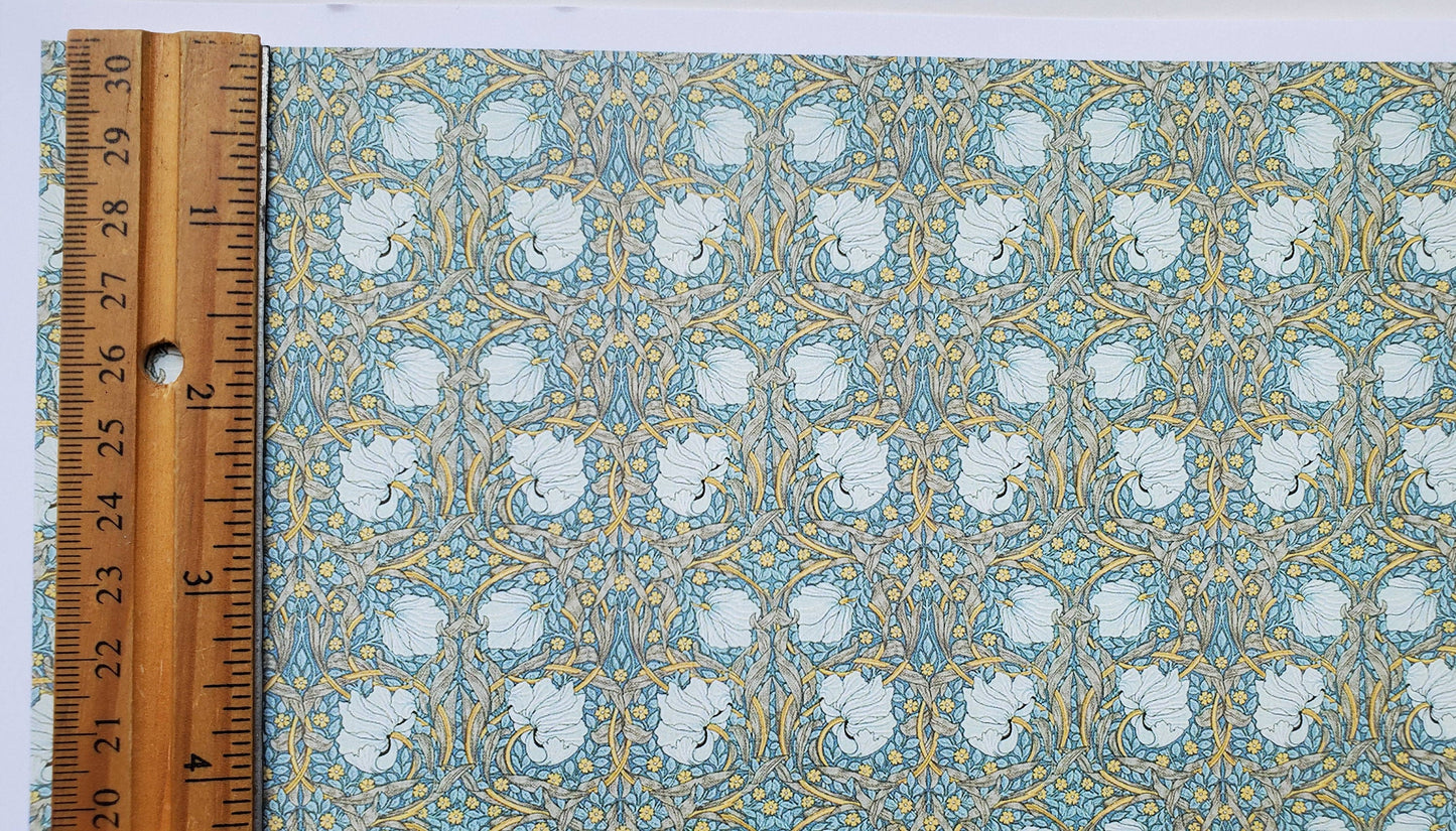 Dollhouse Wallpaper William Morris Art Nouveau Pimpernel Blue Floral 1:12 Scale Itsy Bitsy