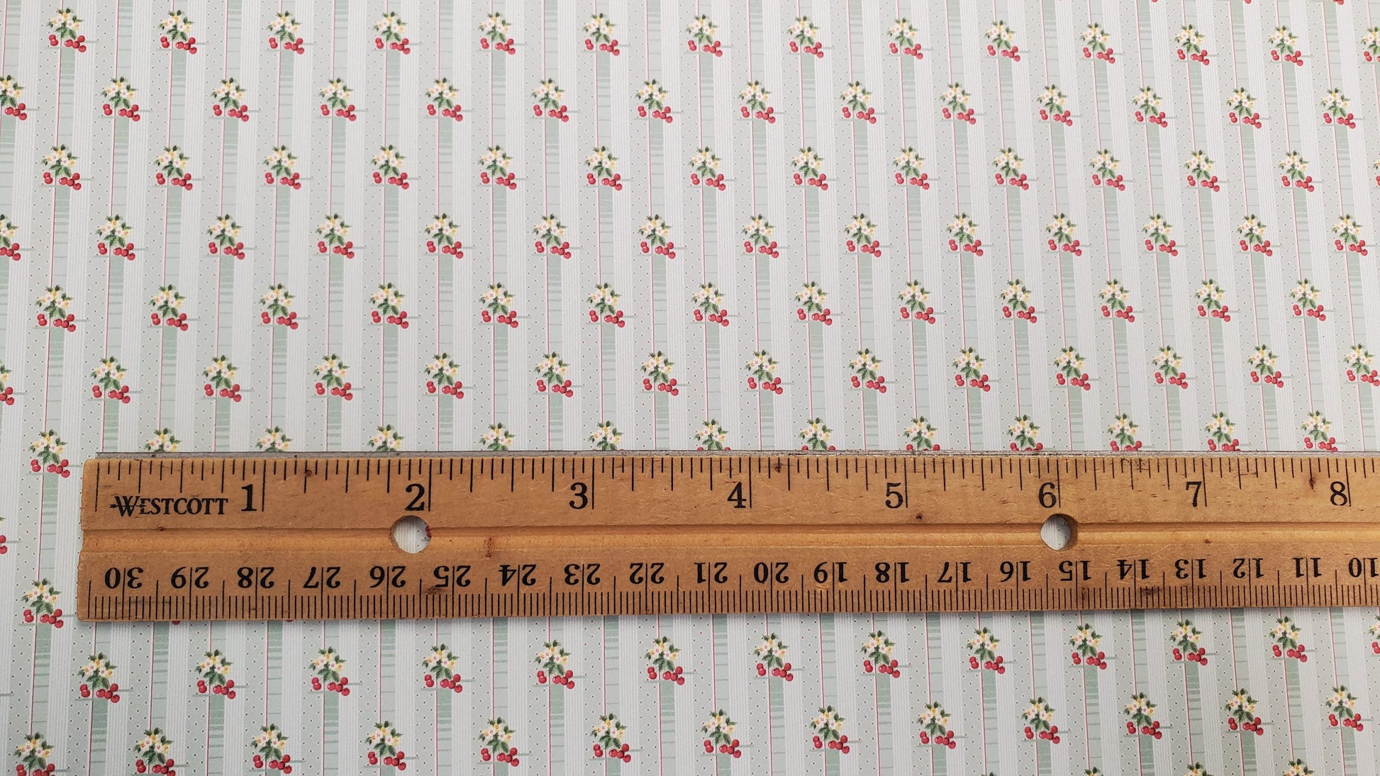 Dollhouse Wallpaper Cherries and Blossoms Bradbury & Bradbury 1:12 Scale