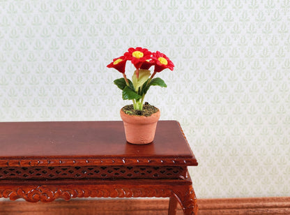 Dollhouse Potted Flowers Red Daisies Houseplant 1:12 Scale Miniature Decor