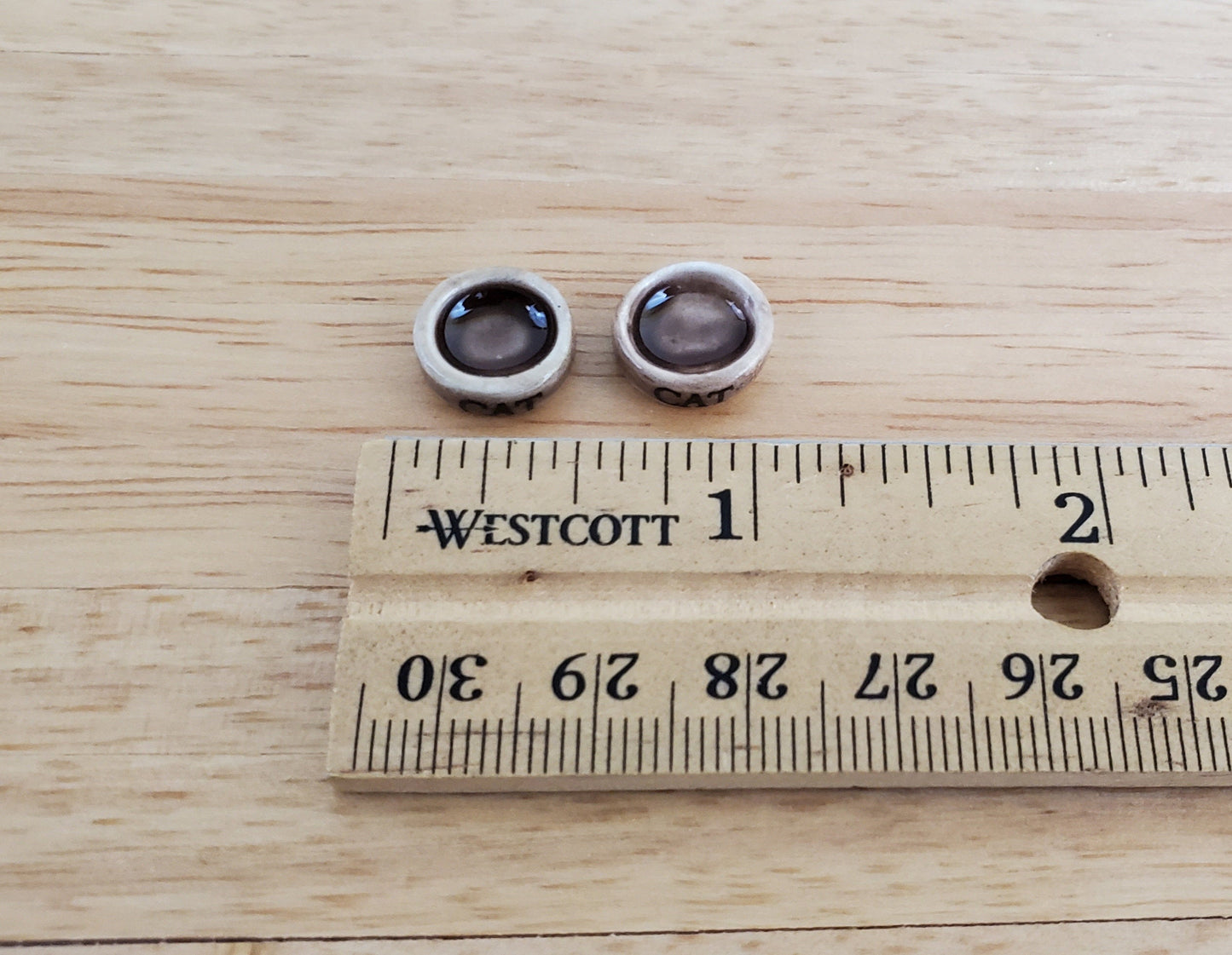 Dollhouse Cat Food Bowls Kitty Dish x2 Brown Ceramic 1:12 Scale Miniature