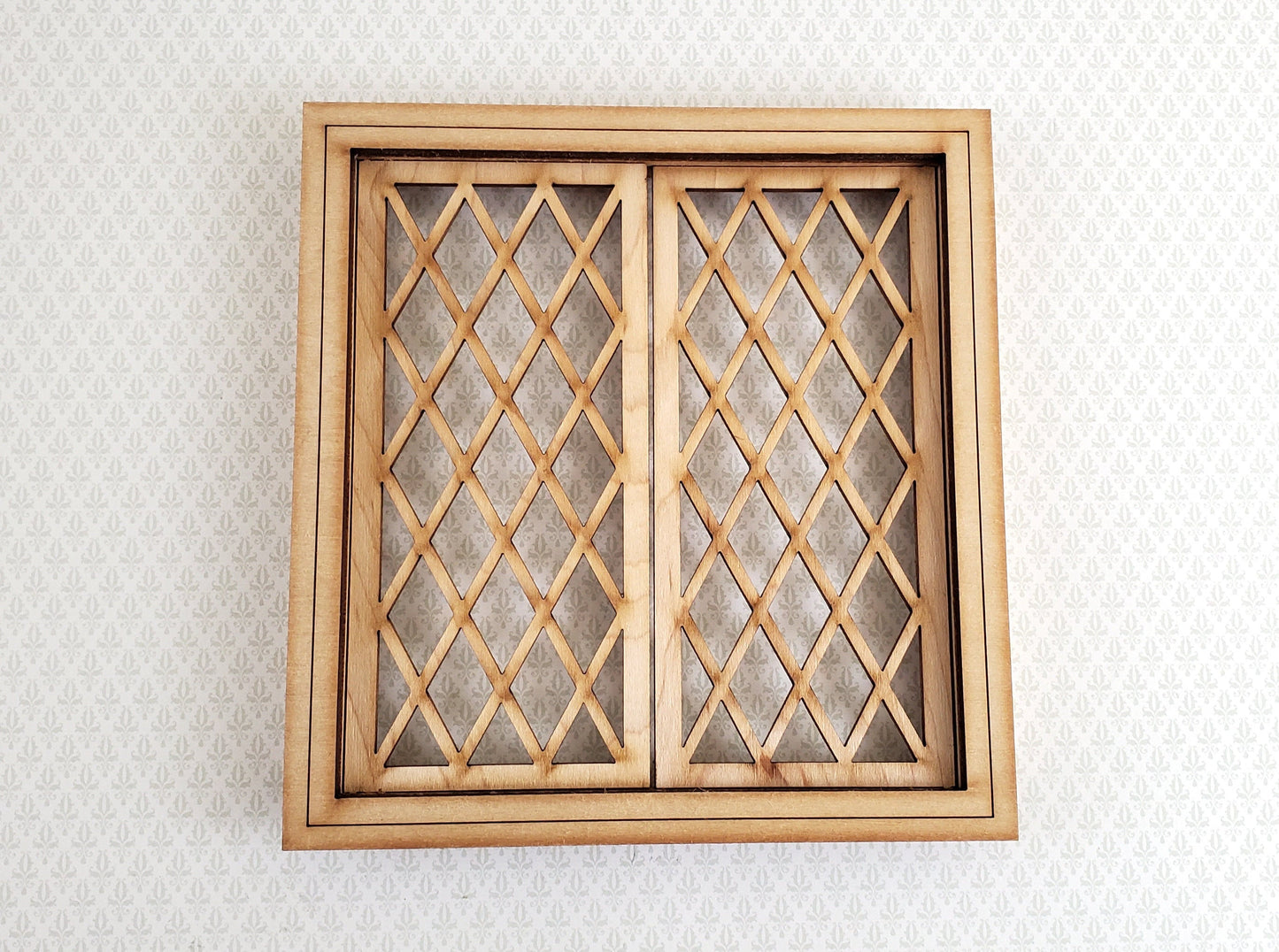 Dollhouse Miniature Double Window Tudor Style Diamond Pane 1:12 Scale Alessio 2126CW