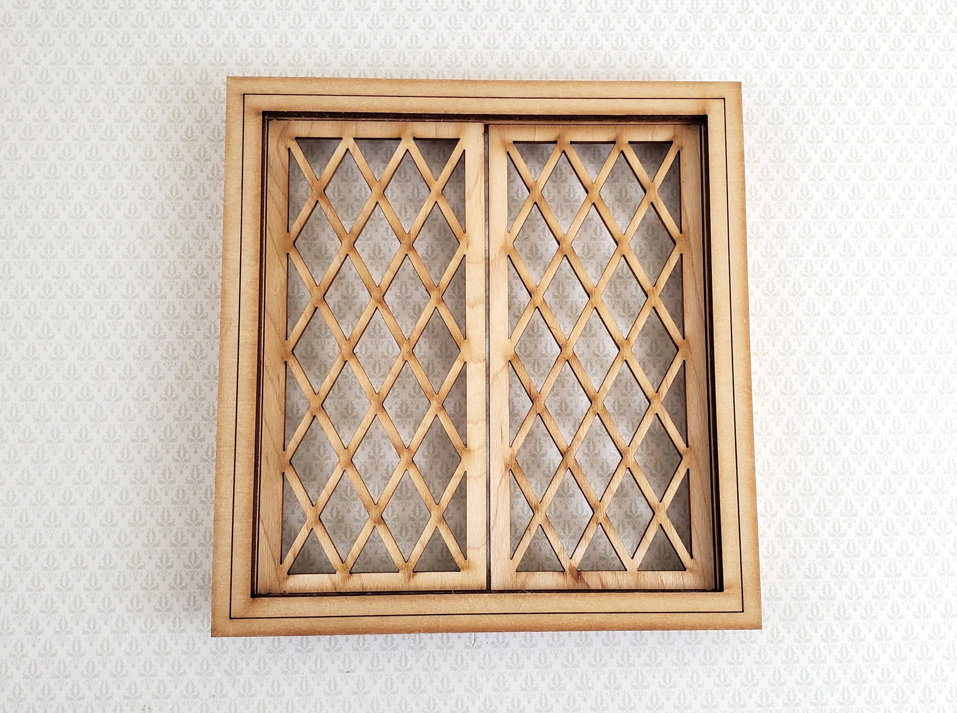 Dollhouse Miniature Double Window Tudor Style Diamond Pane 1:12 Scale Alessio 2126CW