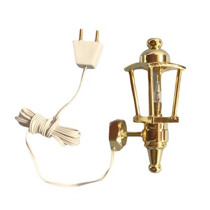 Dollhouse Coach Light Gold Exterior Wall Lamp 12 volt w/Plug 1:12 Scale Miniature