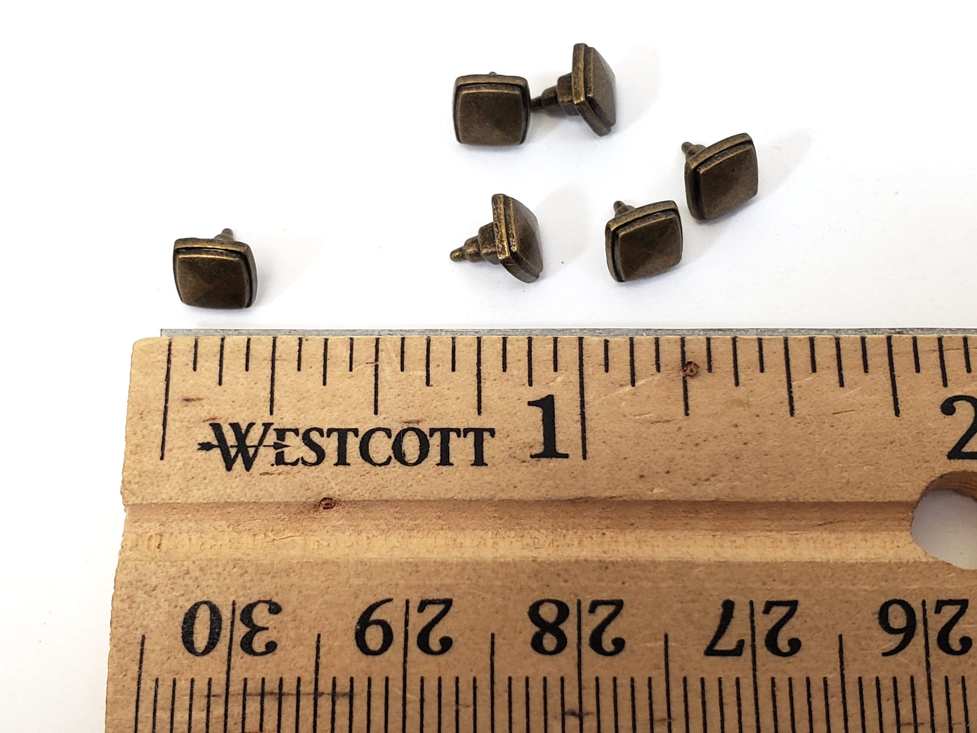 Dollhouse Drawer Pulls Square Antique Bronze Metal 6 Pieces 1:12 Scale Miniature