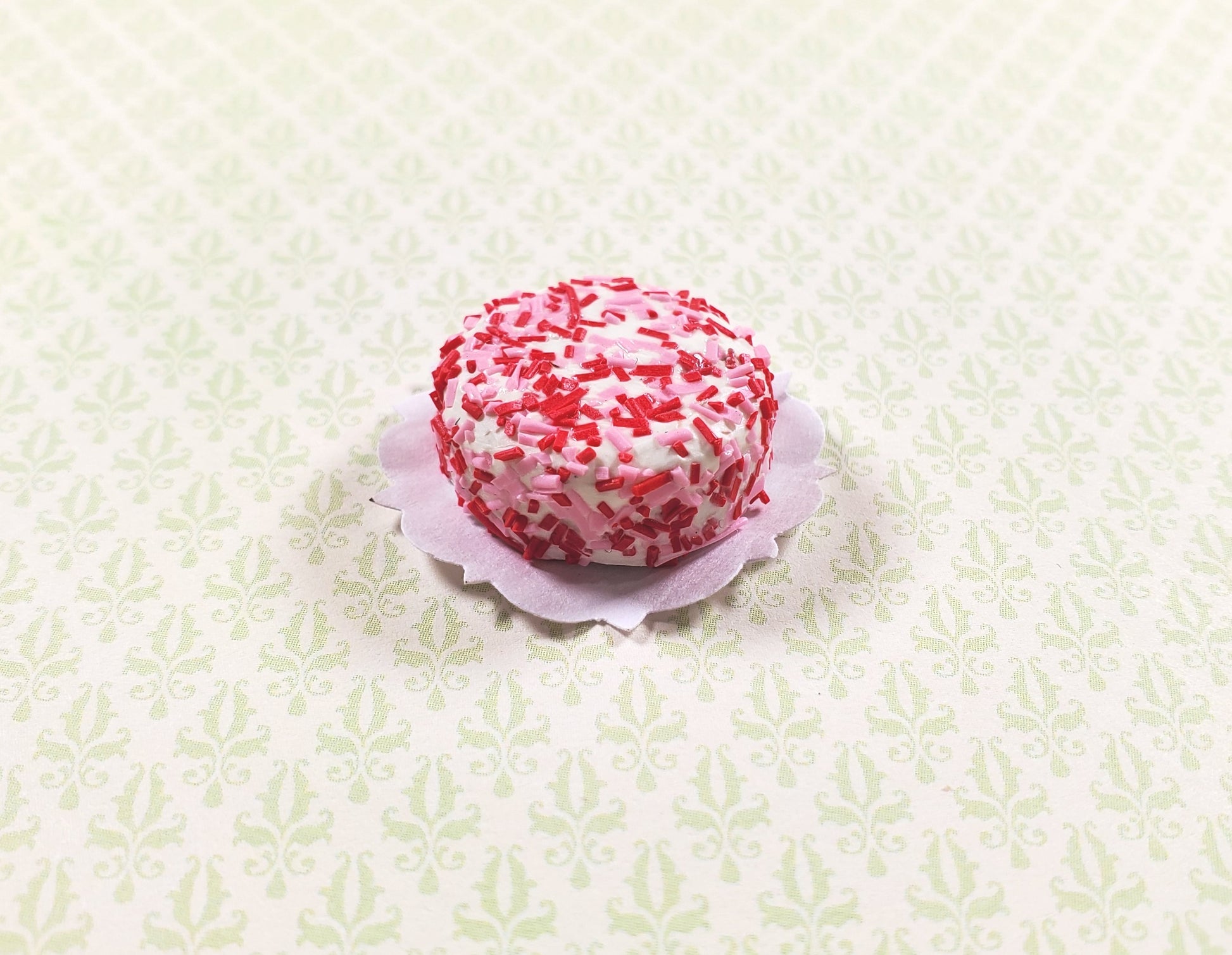 Dollhouse Peppermint Sprinkle Cake 1:12 Scale Miniature Dessert Food