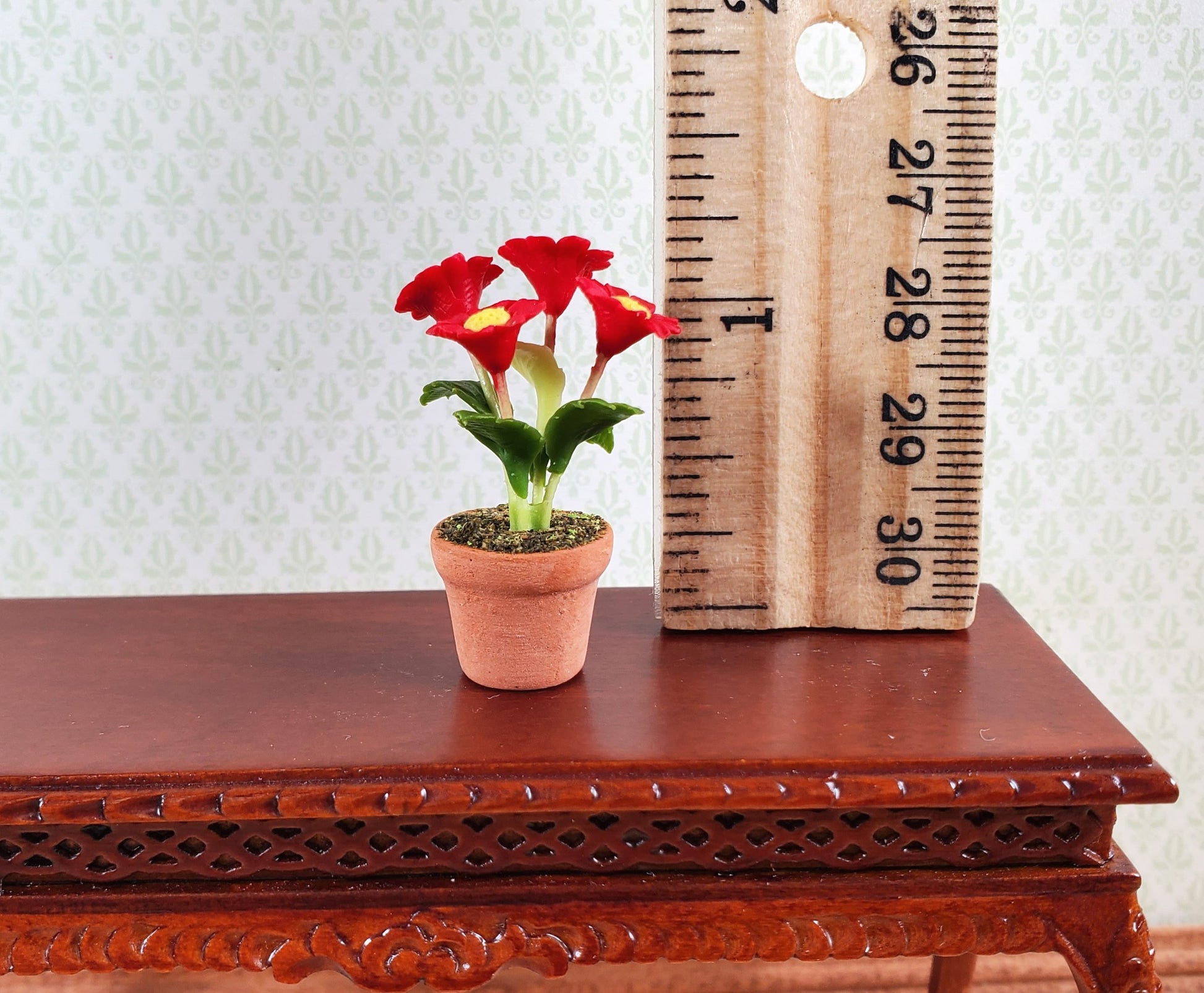 Dollhouse Potted Flowers Red Daisies Houseplant 1:12 Scale Miniature Decor