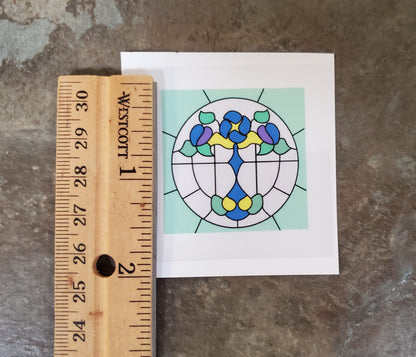 Dollhouse Simulated Stained Glass Window Insert Round 1:12 Scale Miniature SLIM20