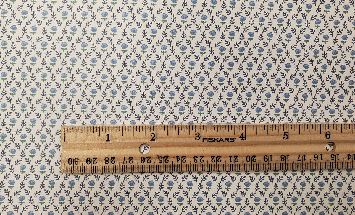 Dollhouse Wallpaper Country Blue Rose 3 sheets 1:12 Scale Miniature