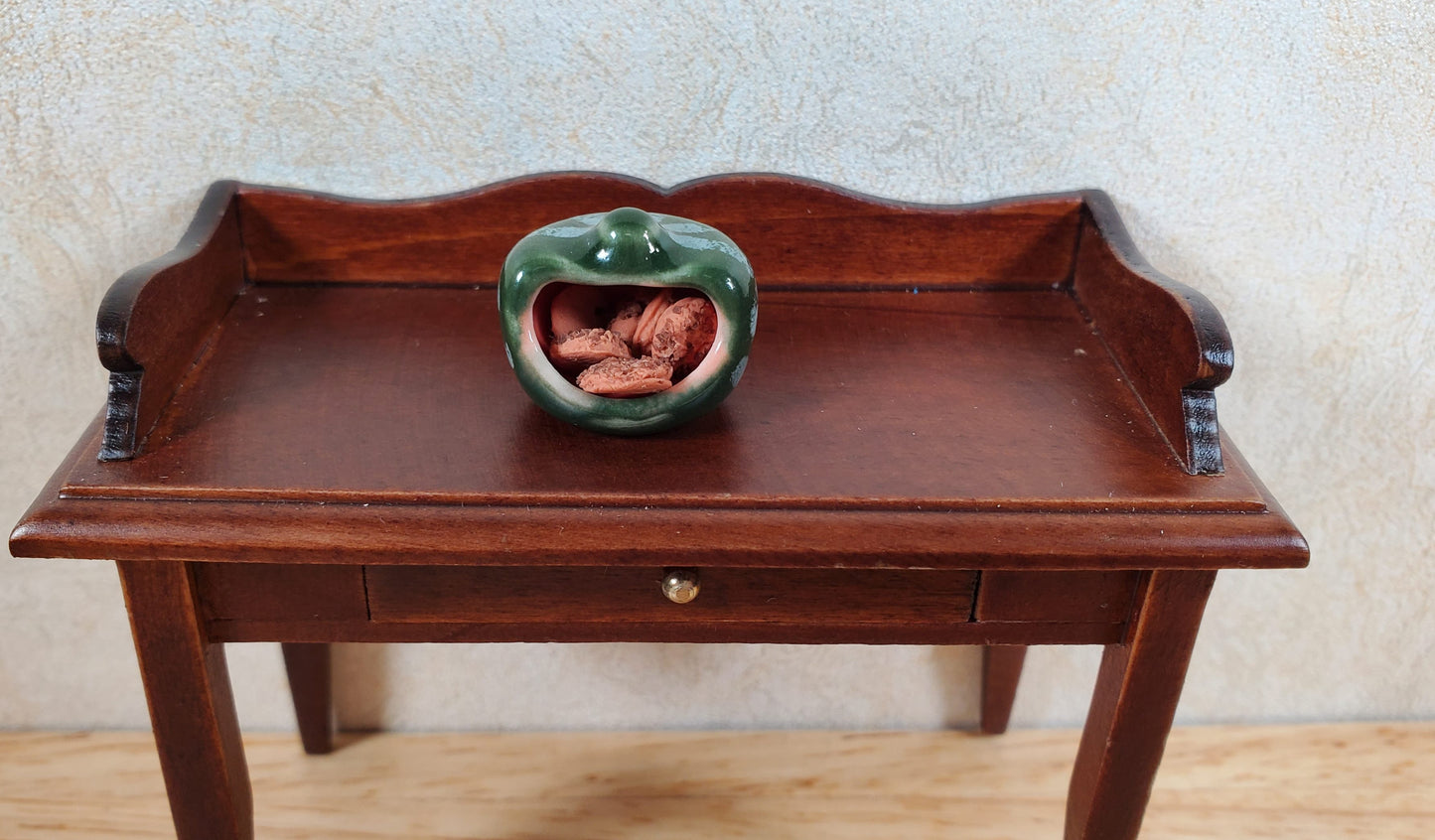 Dollhouse Ceramic Pumpkin Jar Halloween for Candy Cookies or Candle 1:12 Scale