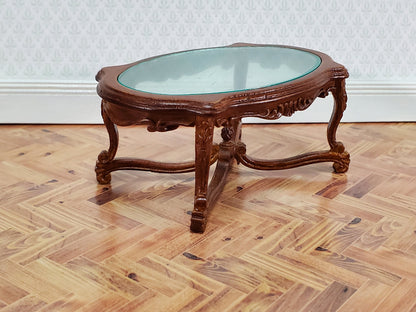 JBM Miniature Coffee Table 18th Century Style Walnut Finish 1:12 Scale Dollhouse Furniture